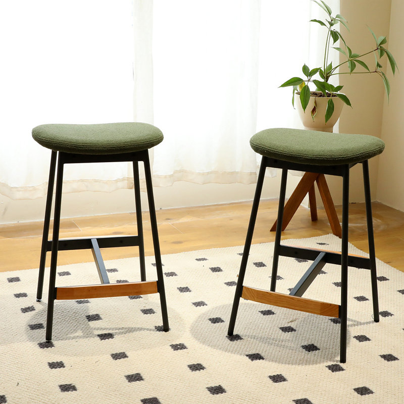 Ensemble moderne de 2 tabourets de bar, tabourets de bar confortables et élégants, rembourrés de tissu doux, sans dossier pour la cuisine et les chaises de bar de la salle à manger