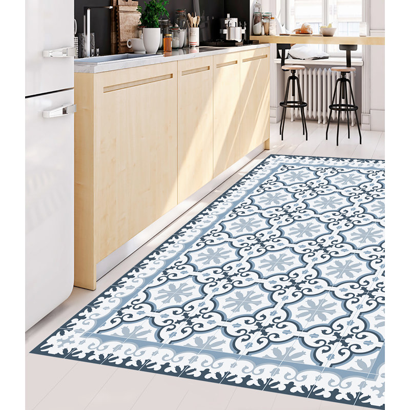 Elsien Vinyl Machine Printed Area Rug, Rectangle 5'3" x 7'6.6"