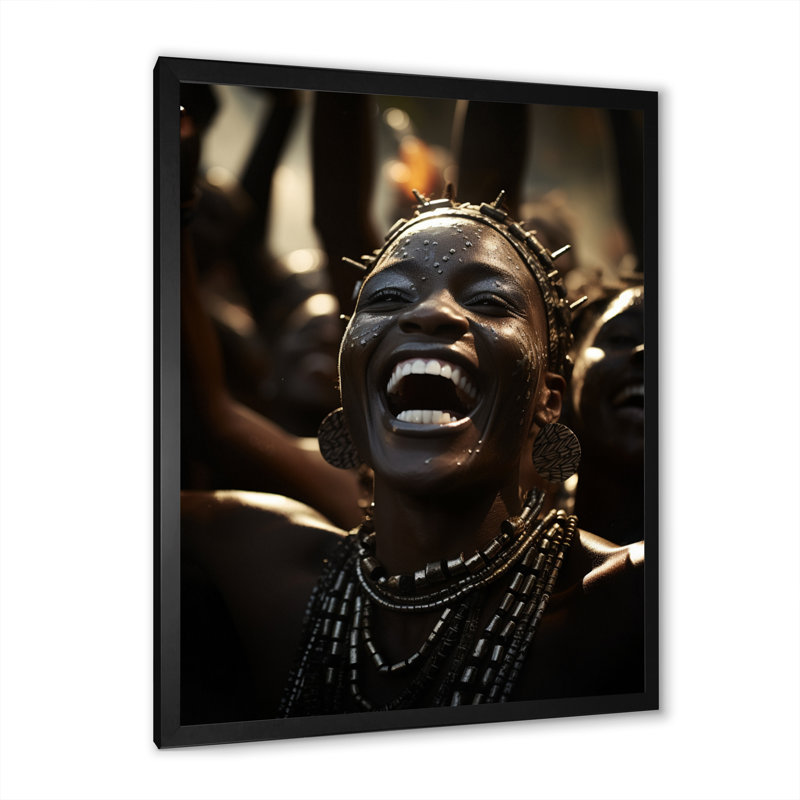 Lera African Tribal Dance I, reproduction d'art sur toile, H 44 po x l 34 po x P 1,5 po, Cadre noir