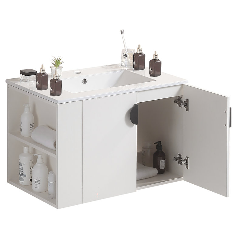 Luehrmann Solid Wood Wall Bathroom Cabinet, Silver