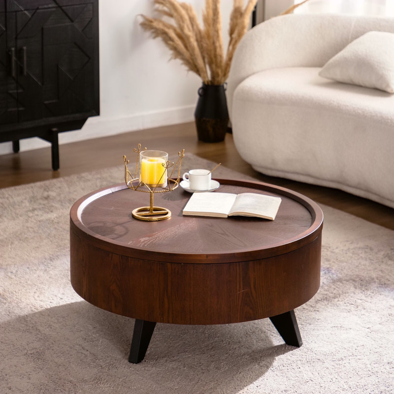 Table basse ronde avec plateau de rangement dissimulé amovible (table incluse seulement)