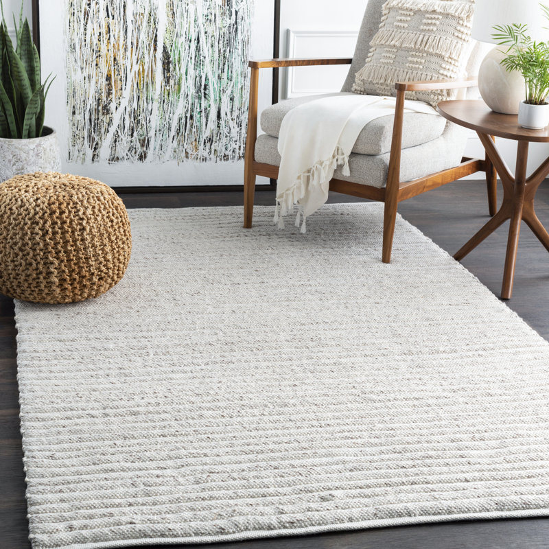 Tapis beige fait à la main Piercy, Rectangle 5 pi x 7 pi 6 po