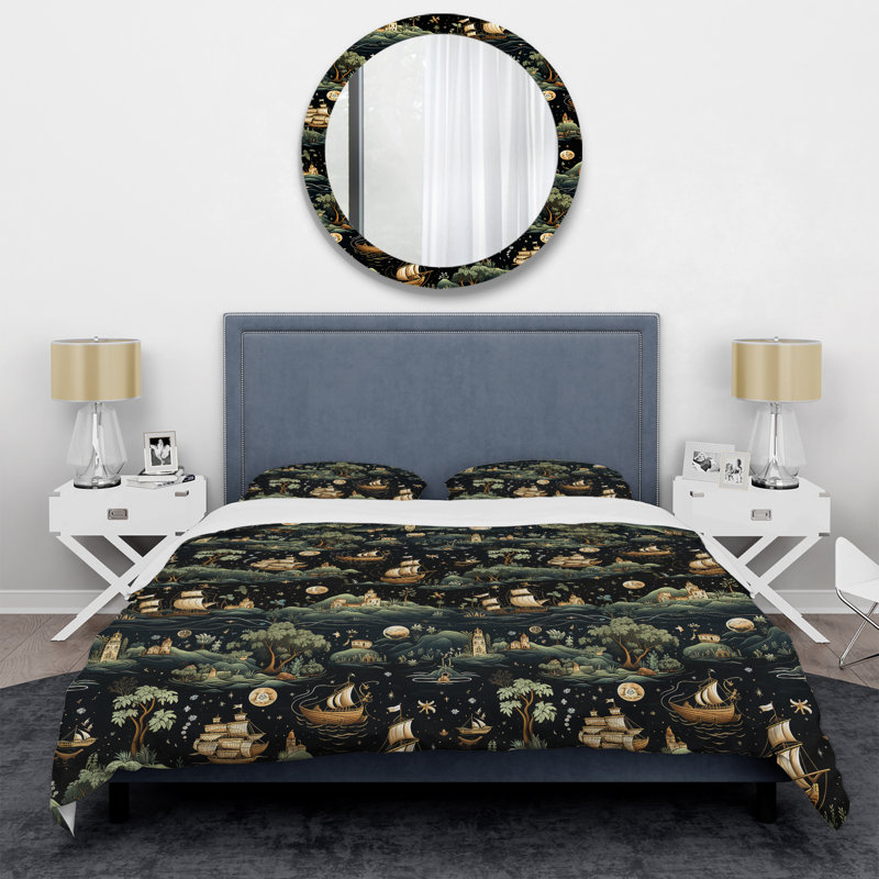 Literie Pirate Treasure Hunt III, Housse de couette pour grand lit et 2 taies décor