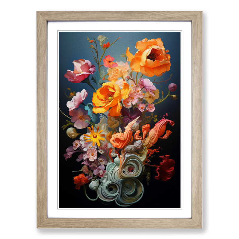 Floral Orphism - Framed Print, Oak Framed, 34cm H x 25cm W