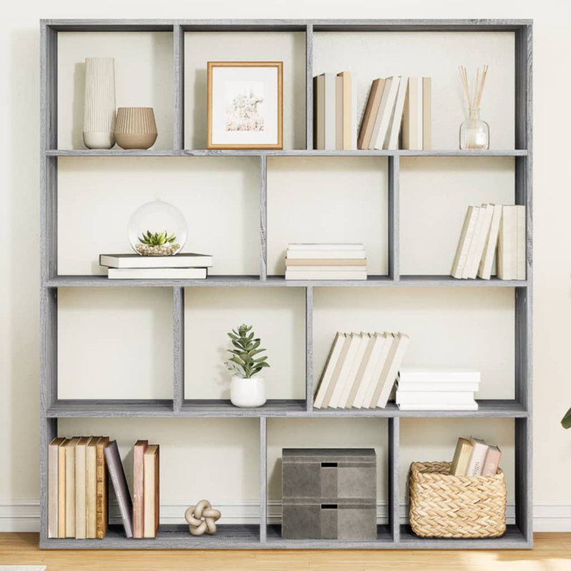 Atyana 141.5 cm H x 132 cm W Book Cabinet Bookcase, Grey Sonoma