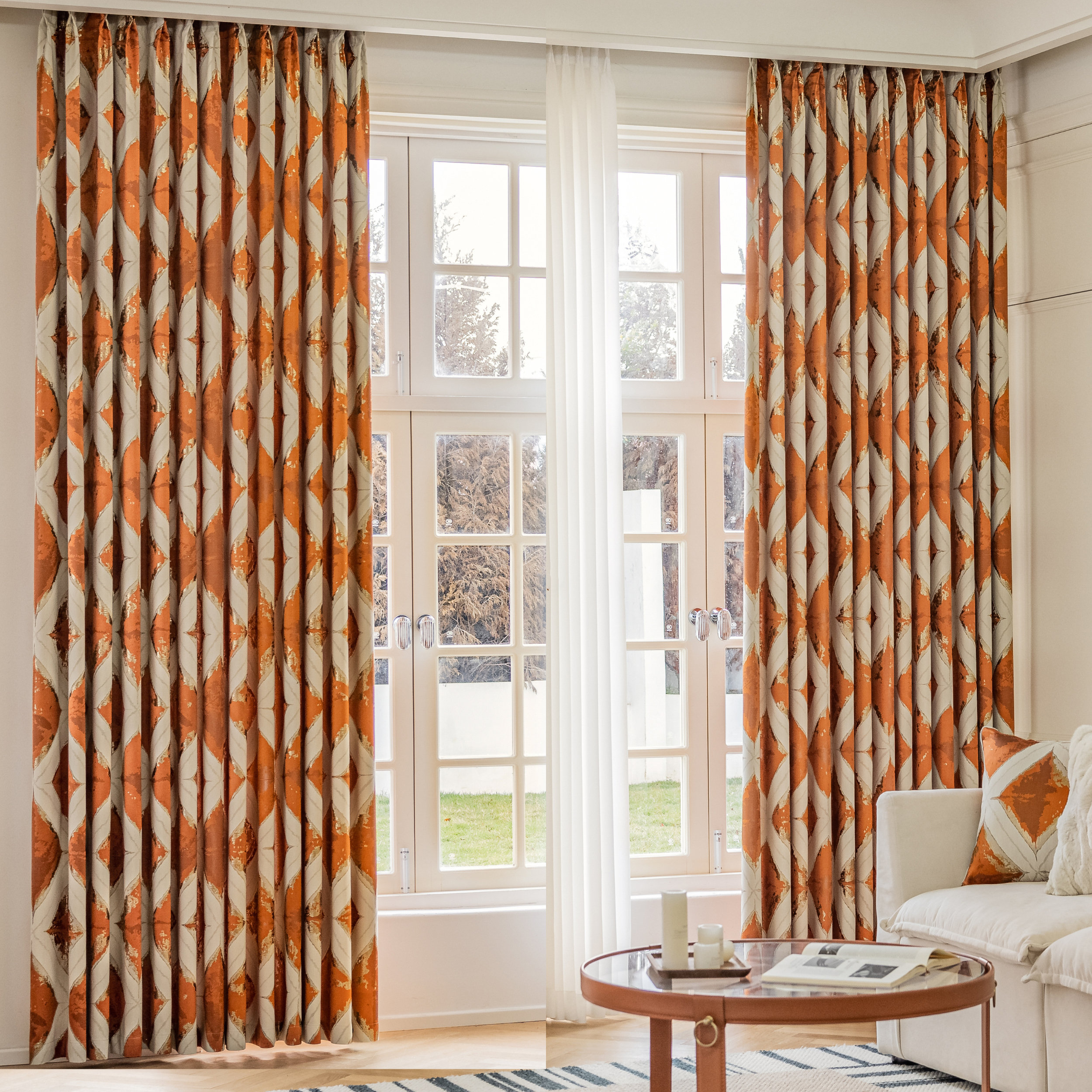 RYB HOME Caramel Velvet Curtains - 2 Panels, 52x90 Inches, Room Darkening, Thermal Insulated, Orange