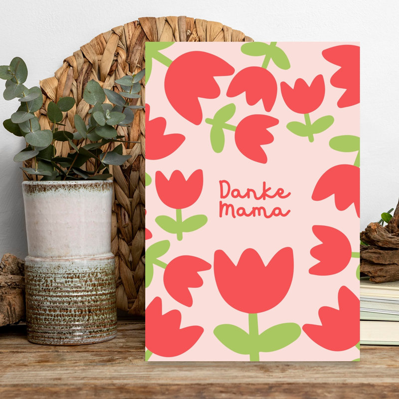 Danke Mama Tulips Contemporary Tulip Flower Spring Wall Art Print, 45.72cm H x 30.48cm W