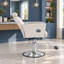 Fauteuil de salon pour coiffeur, fauteuil de coiffeur pour salon de coiffure avec pompe hydraulique professionnelle - blanc / argent-108808825-129176279