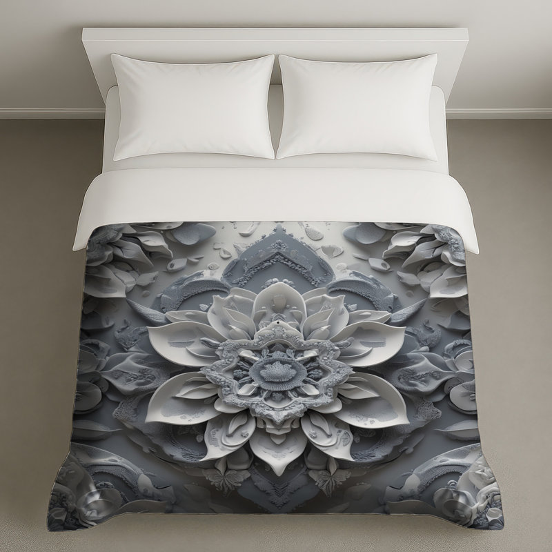 Housses de couette à motif floral complexes, Très grand lit