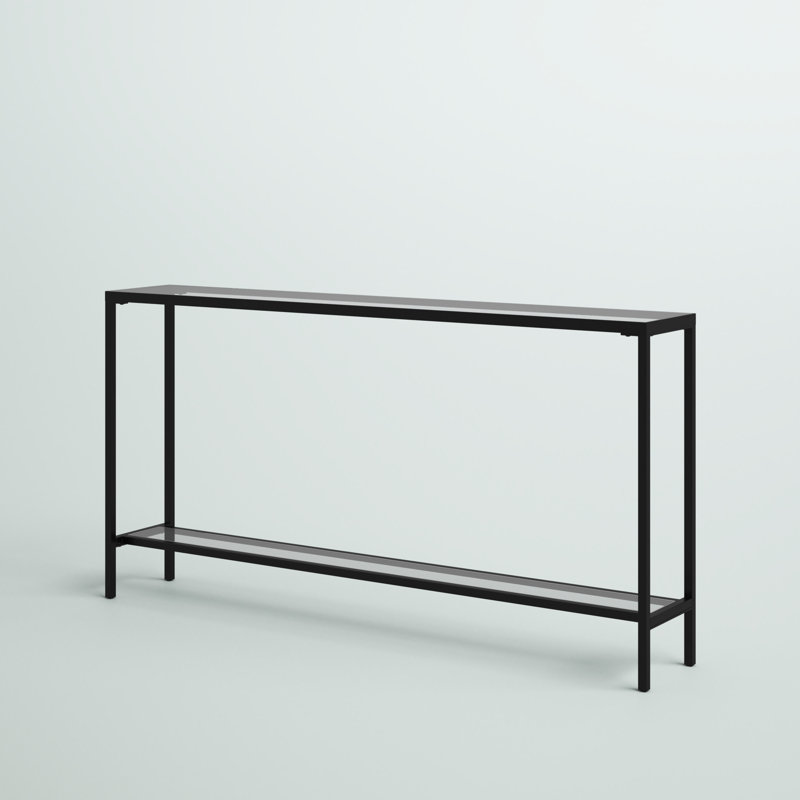 Imes 60" Mirrored Glass Top Console Table, Black