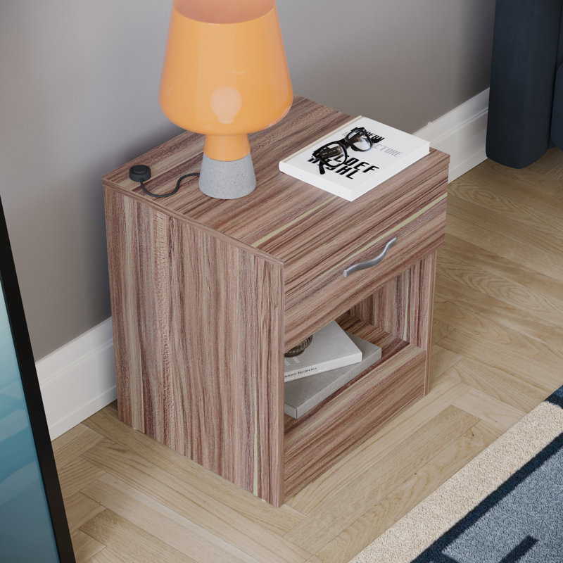 Maybery 1 Drawer Bedside Table, Walnut