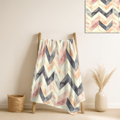 Chevron noir et orange - couverture douce Boho, jeté douillet en peluche