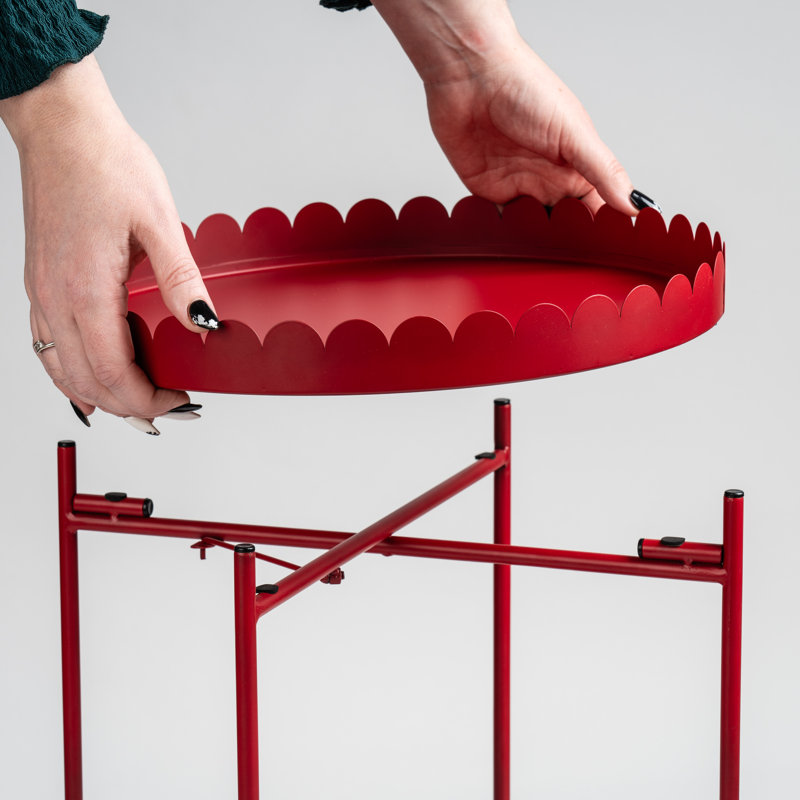 50cm Round Scallop Table, Red
