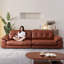 Canapé modulaire en similicuir caramel-128968840