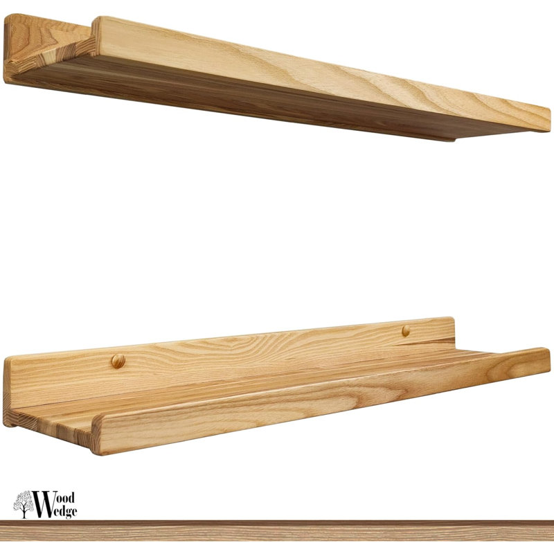Dabo 2 Piece Floating Shelf, Natural, 13.60cm H x 60.90cm W x 5.60cm D