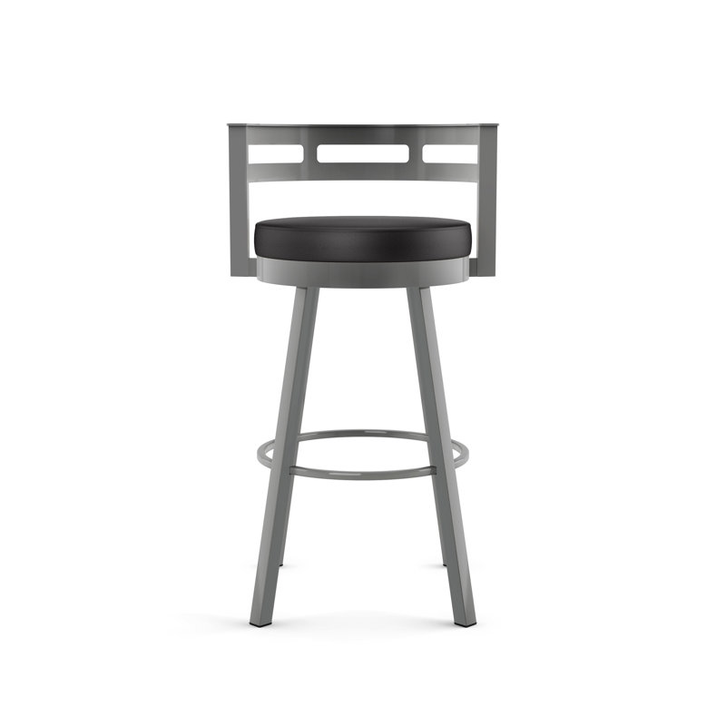 Brookford Swivel Counter & Bar Stool, Bar Stool (30.625" Seat Height), Gray, Black 