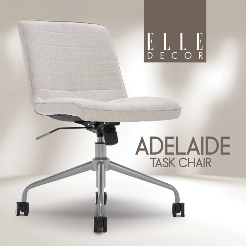 Elle Decor Adelaide Home Armless Office Task Chair, Ivory