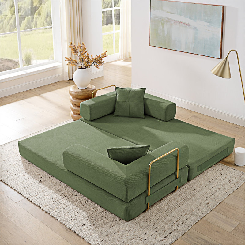 Canapé-lit convertible pliable avec dossier amovible, Vert