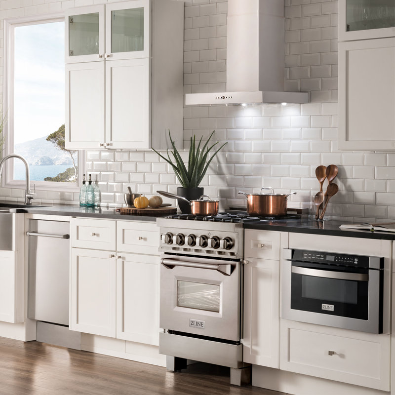 24" 400 CFM Ductless Wall Mount Range Hood, Stainless Steel