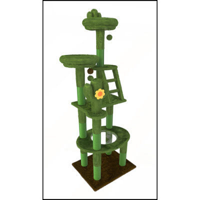 Arbre à chat 72 po avec capsule transparente, poteaux à griffer en sisal, perchoirs moelleux et jouets interactifs pour chats d'intérieur de toutes tailles