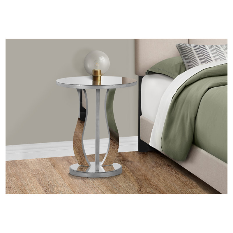Table d'appoint Silver Mirror - Table d'appoint moderne pour le salon et la chambre à coucher, style transitionnel avec design géométrique
