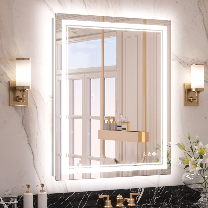 Miroir de salle de bain à DEL Chrisna, 30 po x 36 po, Rectangulaire
