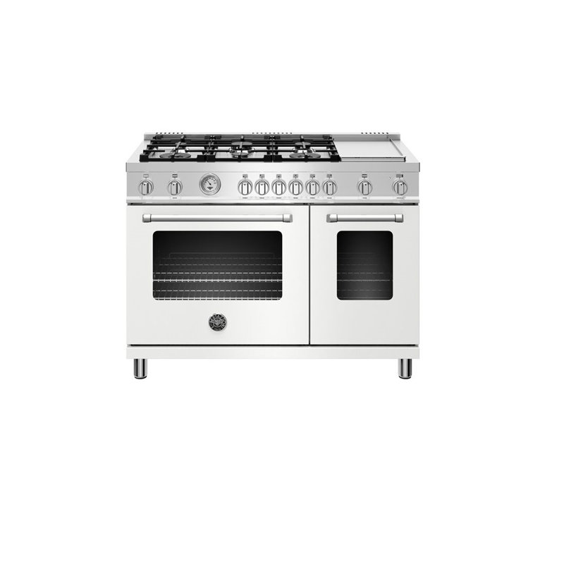 Bertazzoni 48'' W Free Standing Range, Bianco Matt, Natural Gas