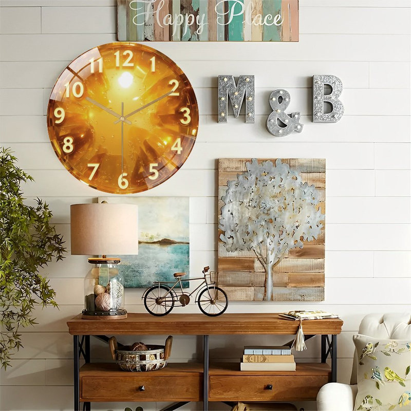 Horloge murale en verre Cracked Golden