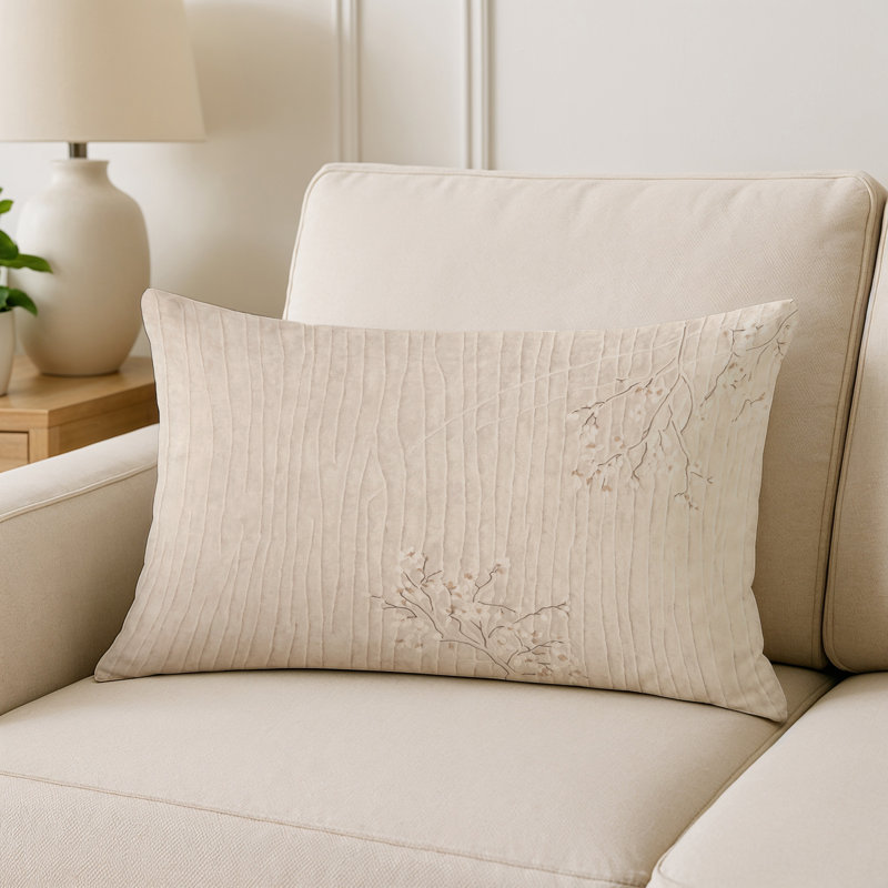 Coussin décoratif intérieur et extérieur Modern, Beige abstrait 2, Rectangle H 25 po x l 18 po