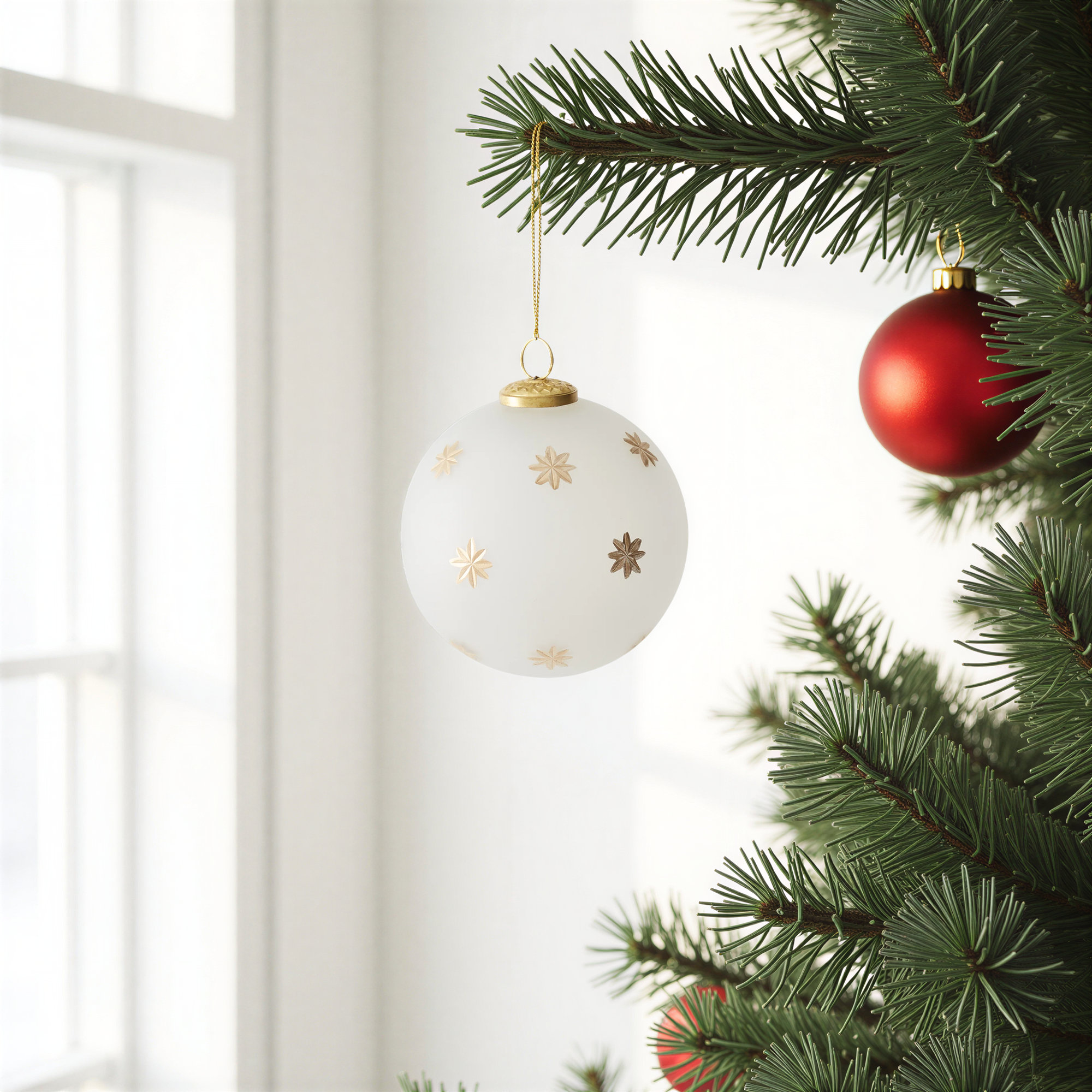 Stari North Star Ball Ornament, 6" H x 6" W x 6" D