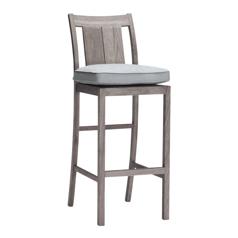 Tabouret de comptoir 24 po Croquet, Welt, Teck huître, Lin chambray
