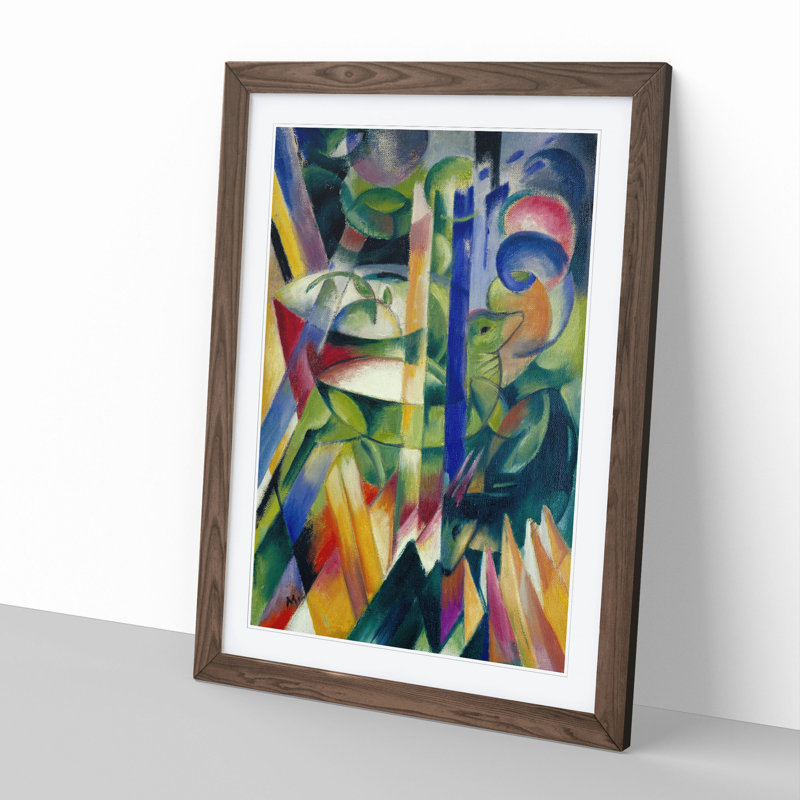 The Little Mountain Goats by Franz Marc - Picture Frame Graphic Art, 90cm H x 65cm W x 2cm D, Walnut Framed