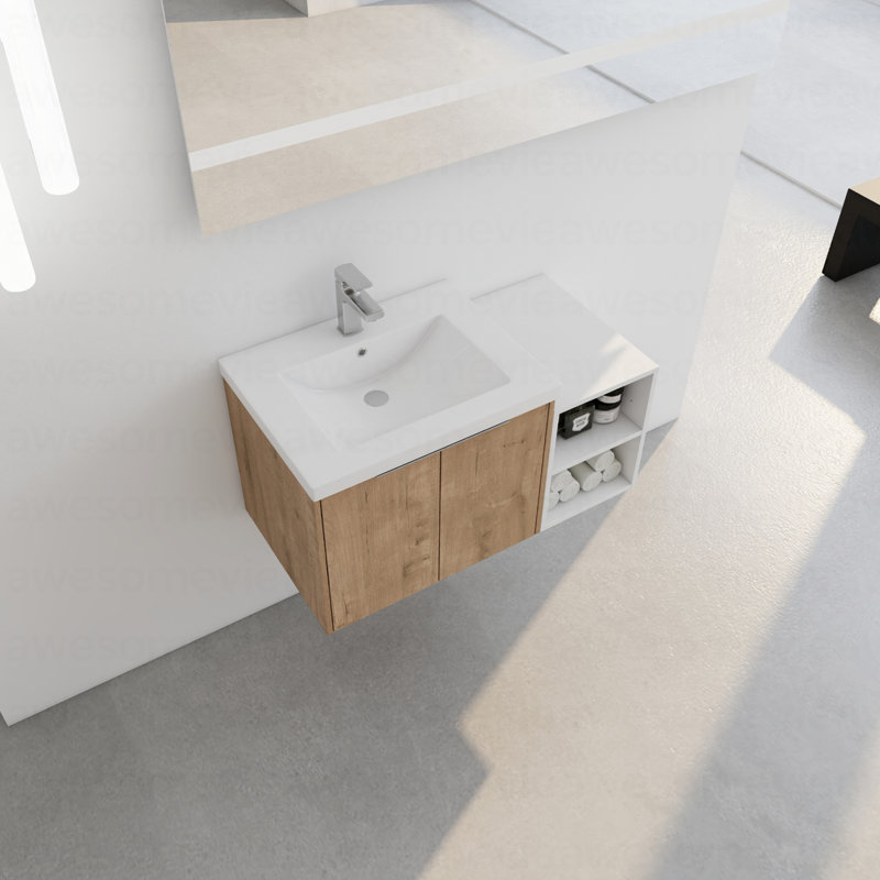 Meuble-lavabo à fermeture en douceur 36 po avec lavabo, petites tablettes de rangement, armoire combinée 24 po et 12 po (KD-Packing)