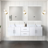 Geneva 72 in W x 22 in D Double Bath Vanity and 30 in LED Mirrors