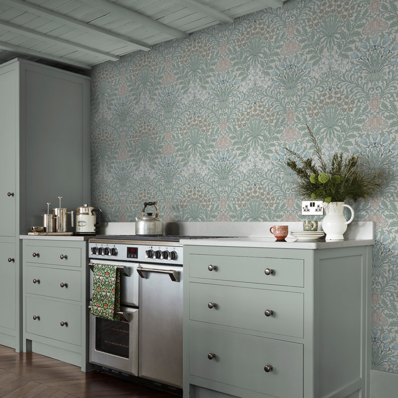 William Morris Garden Soft Wallpaper, Light Blue