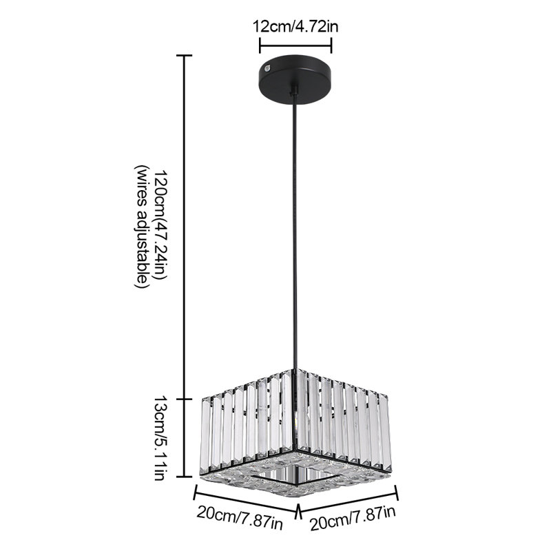 Aiham 1 - Light Square/Rectangle Pendant, Matte Black