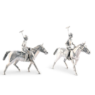 Vagabond House Equestrian Pewter Polo Player Salt and Pepper Shaker Set