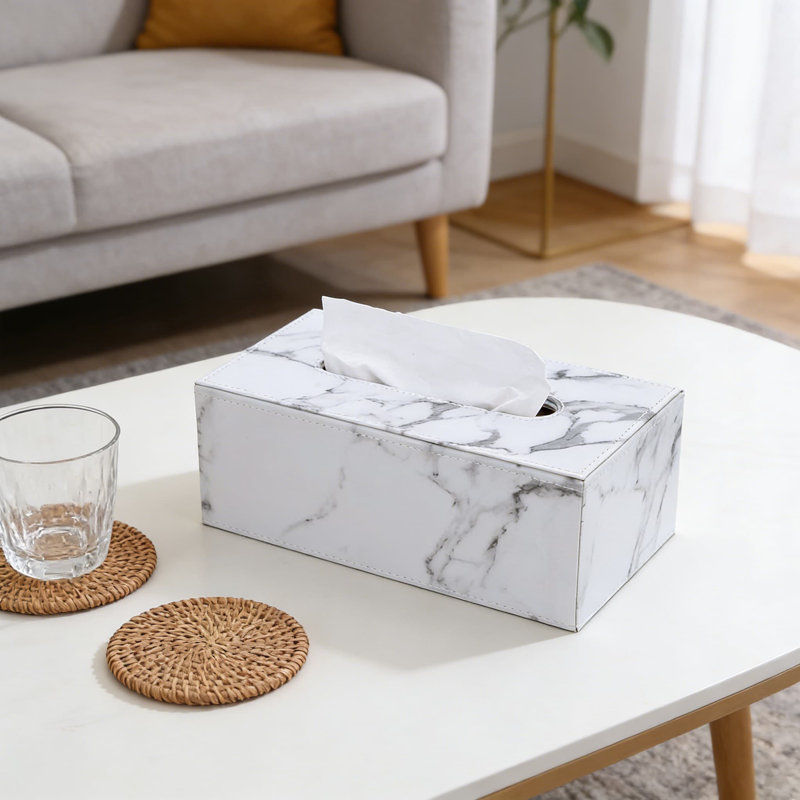 Couvercle de boîte à mouchoirs en cuir synthétique avec fermeture magnétique - Porte-mouchoirs décoratif en similicuir pour la maison, le bureau et la voiture