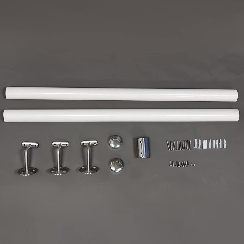 Ensemble de rampes d'escalier murales en plastique, Blanc, H 2,95 po x l 40,55 po x P 4,95 po