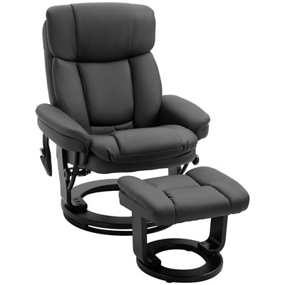 30.75"" Wide Faux Leather Manual Swivel Ergonomic Recliner with Ottoman with Massager -  Red Barrel Studio®, 81CDABF1826E4204AAD84CD43E93F11C