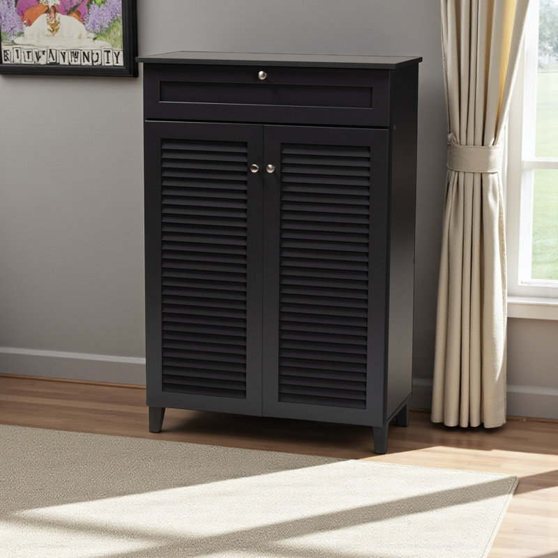 Diora 5-Shelf & 1-Drawer Gray Finish Shoe Storage Cabinet, 44.96" H X 30.57" W X 14.44" D
