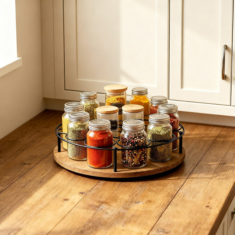Support à vin rotatif, support pour table tournante de 9 bouteilles avec base en bois pour bar et cuisine, 2 pièces, (noir)