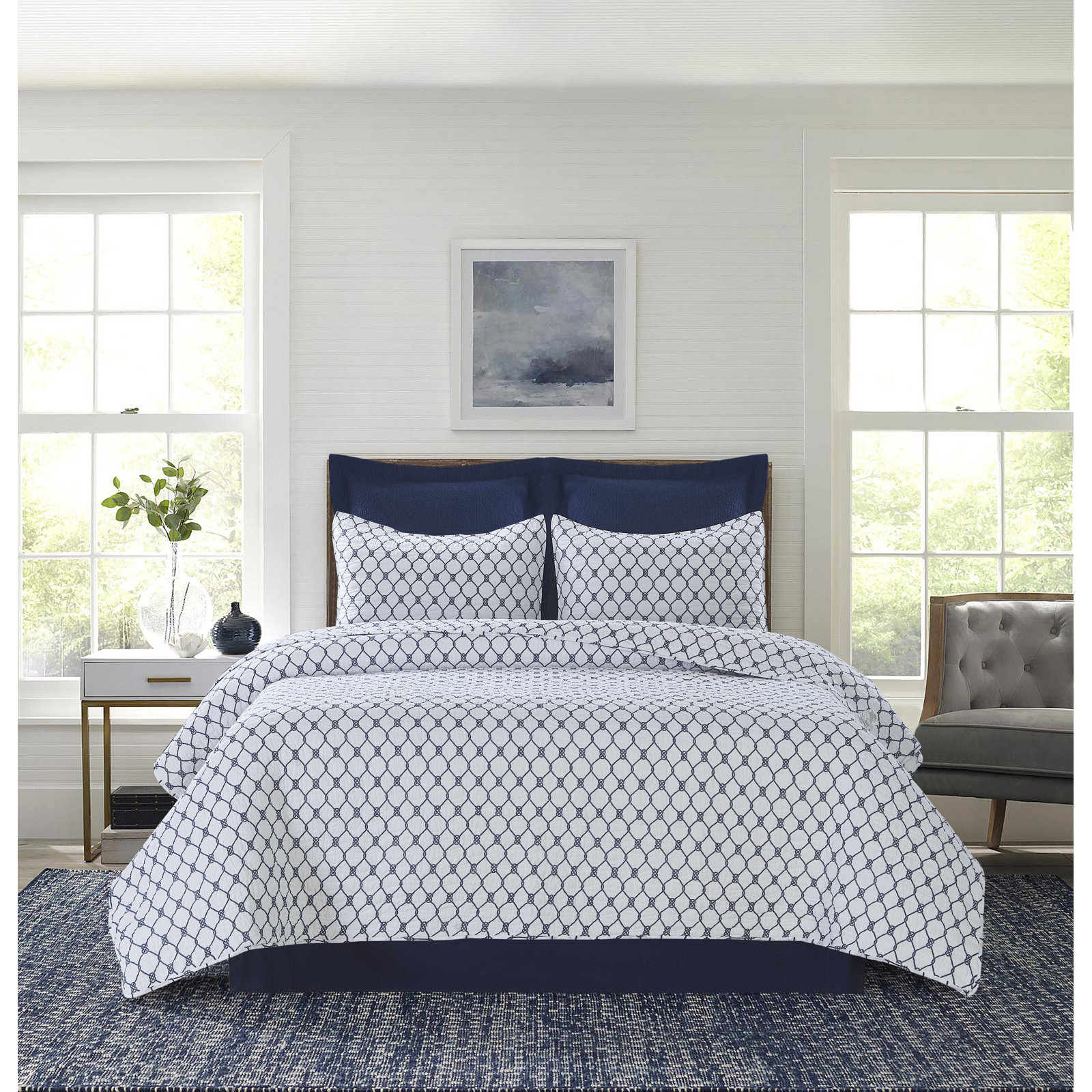 Cotton Quilt Set, Full Quilt + 2 Standard Shams