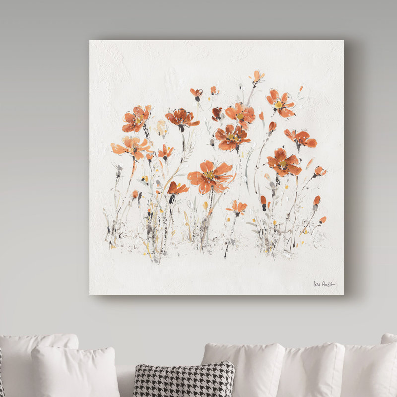 «Wildflowers III Orange» par Lisa Audit - impression sur toile tendue, H 24 po x l 24 po x P 2 po