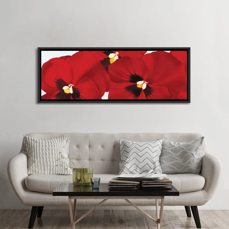 «Red I (Pansies)», impression sur toile, H 24 po x l 72 po x P 1,5 po, Cadre noir
