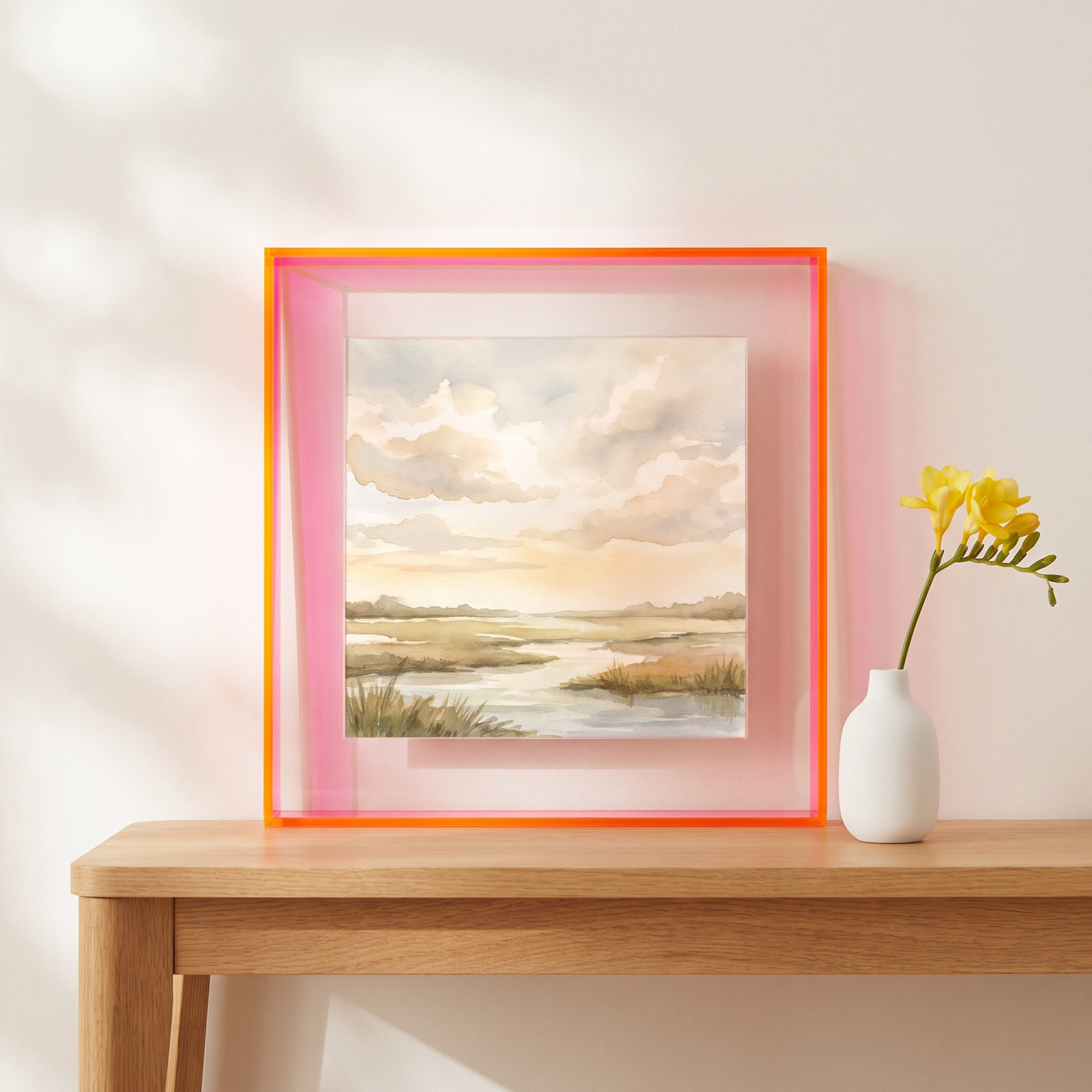 Acrylic Picture Frame, Neon Pink, 8" x 8"