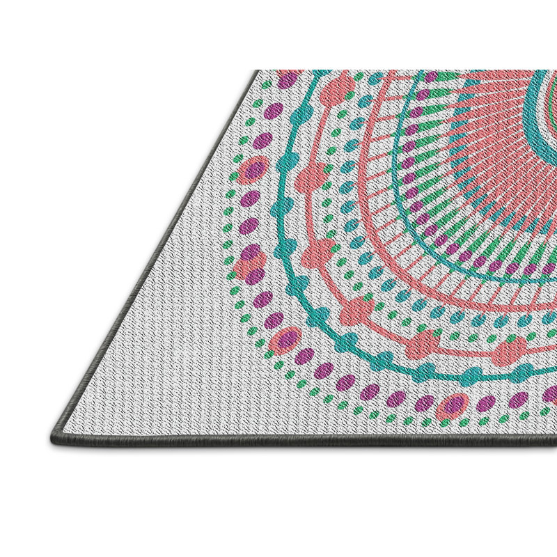 Gris laine/rose/vert Tapis décoratif, Rectangle 6 pi x 9 pi