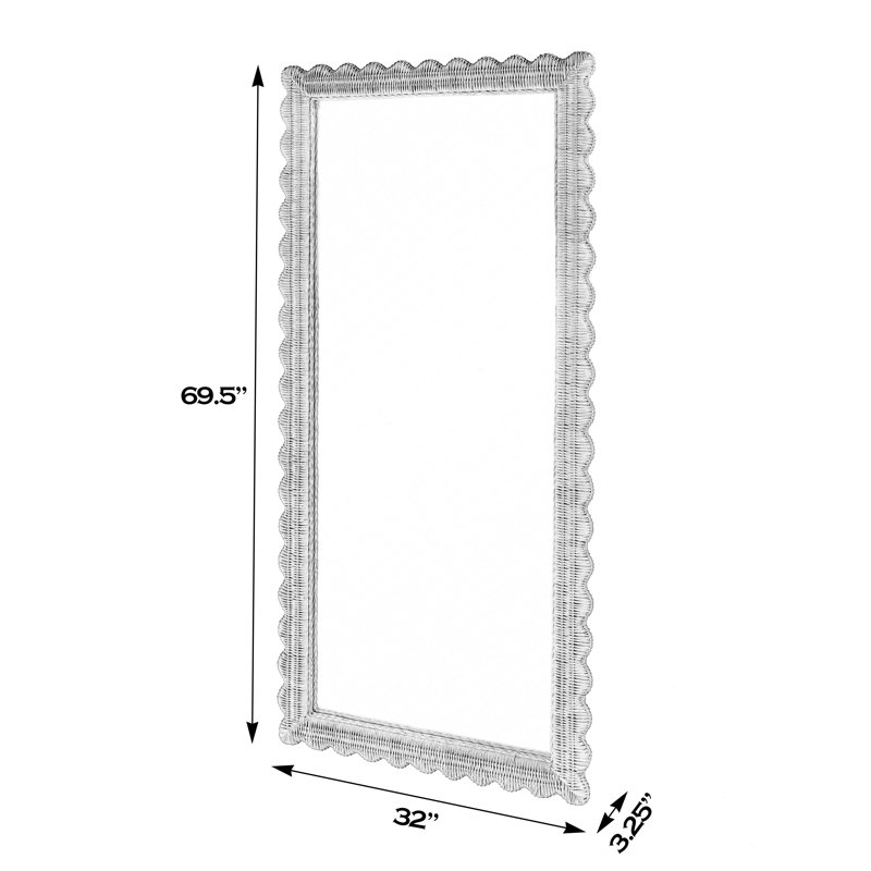 Miroir de plancher en rotin Lacie, brun naturel, Naturel