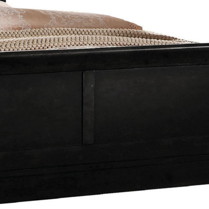 Dubin Low Profile Sleigh Standard Bed,bed frame,platform bed Clearance between Floor & Rail: 10", Black, King