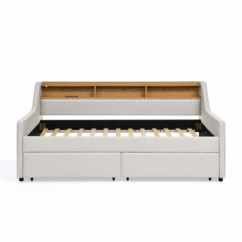 Upholstery Sofa Bed with Three LED lights, Gray